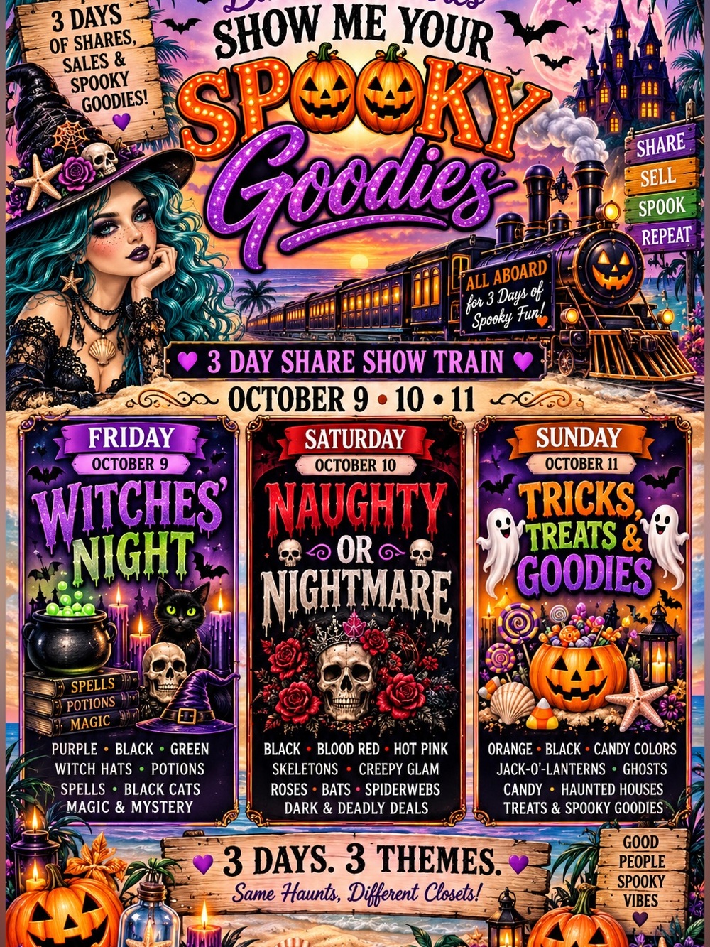 🎃🚂 SHOW ME YOUR SPOOKY GOODIES - 3 DAY SHARE SHOW TRAIN! 👻💜